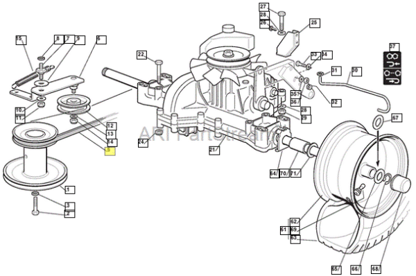 JERMEN POGONA ZA TRAKTORSKO KOSILNICO CASTELGARDEN 72YH, CT12.5/72, ET10/72, PLUS 12.5/72H, TC12.5/72H, TP12.5/72, XF130HD, XF135HD - slika 2