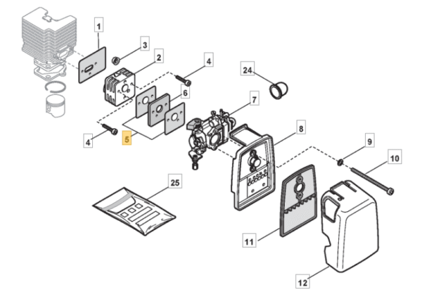 TESNILO VPLINJAČA ZA MOTORNO KOSO STIGA SB28, SB30, SB39, SB40, SB40, SB52, SB44 - slika 2